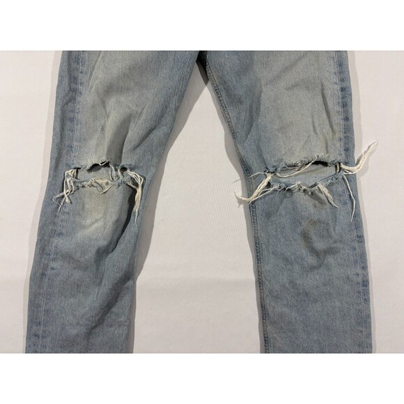 Agolde Women 90s High Rise Loose Fit Raw Hem Destroyed Ripped Jeans Blue Sz 29 - Picture 3 of 14
